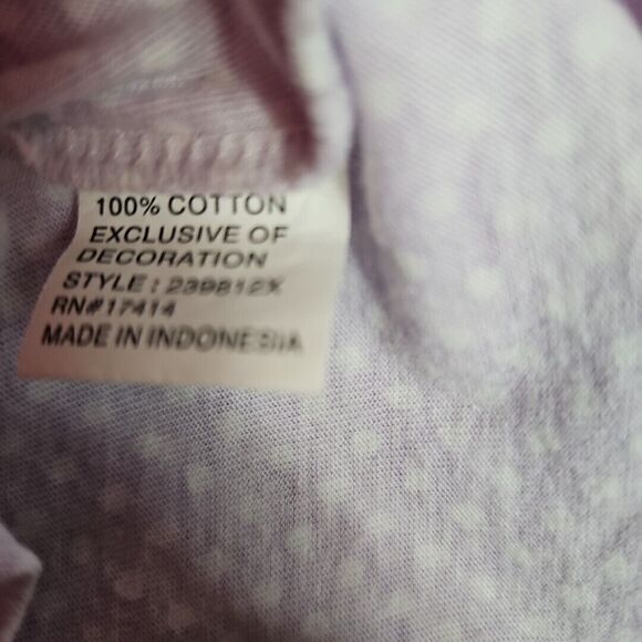 Miss Elaine Purple Polka-dot 1X Nightgown pockets button sleeveless cotton - Picture 7 of 11